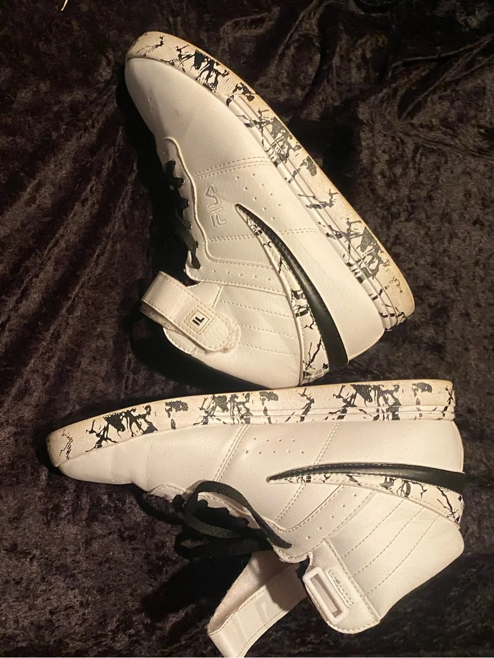White High-Top Sneakers with Black Accents